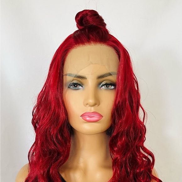 A Fabulous 24” Ruby Red 13x2.5 Premium Fiber Lace Front Wig - Daily Wear/Events - Picture 9 of 15
